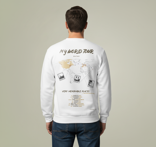 Tour Graphic Crewneck Sweatshirt – "My World Tour" Back Print
