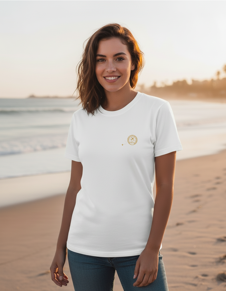 Personalized Women's Graphic Travel T-Shirt – "My World Tour" Back Print